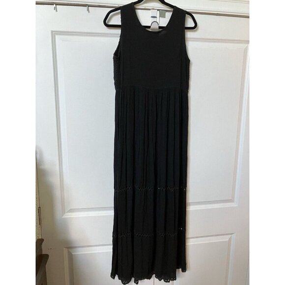 Vintage Jessica Maxi Dress Womens S Black Crochet Top Sheer Gauze Whimsigoth - Picture 6 of 6